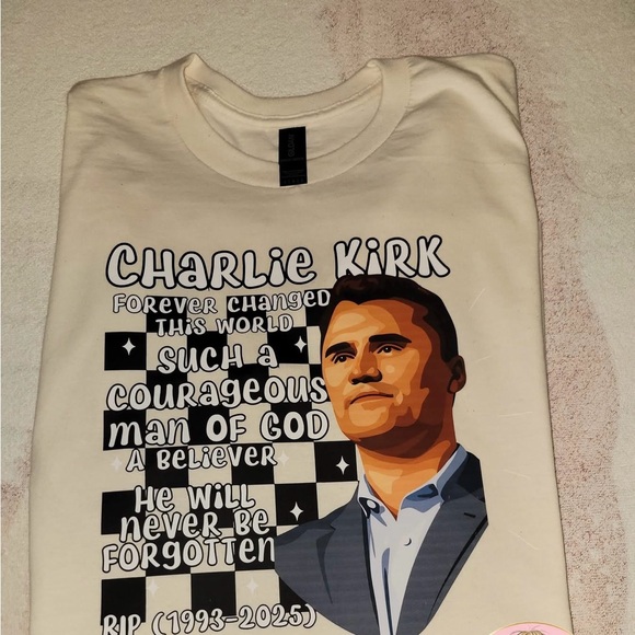 Gildan Tops - Cream Graphic Charlie Kirk Shirt Small-3X